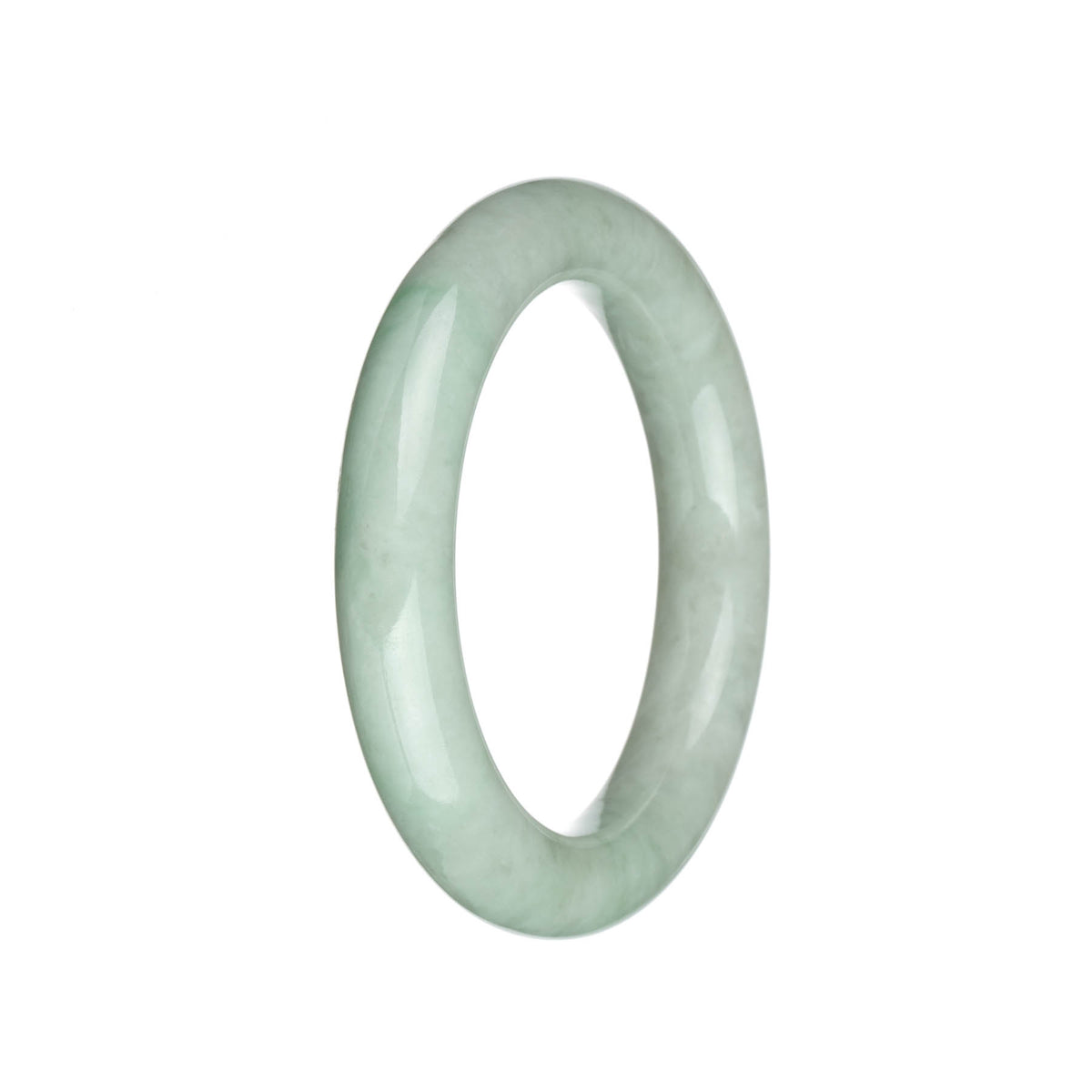 Authentic Natural Light Green and Light Grey with Apple Green Stripes Burma Jade Bangle - 57mm Round