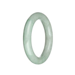 Authentic Natural Light Green and Light Grey with Apple Green Stripes Burma Jade Bangle - 57mm Round
