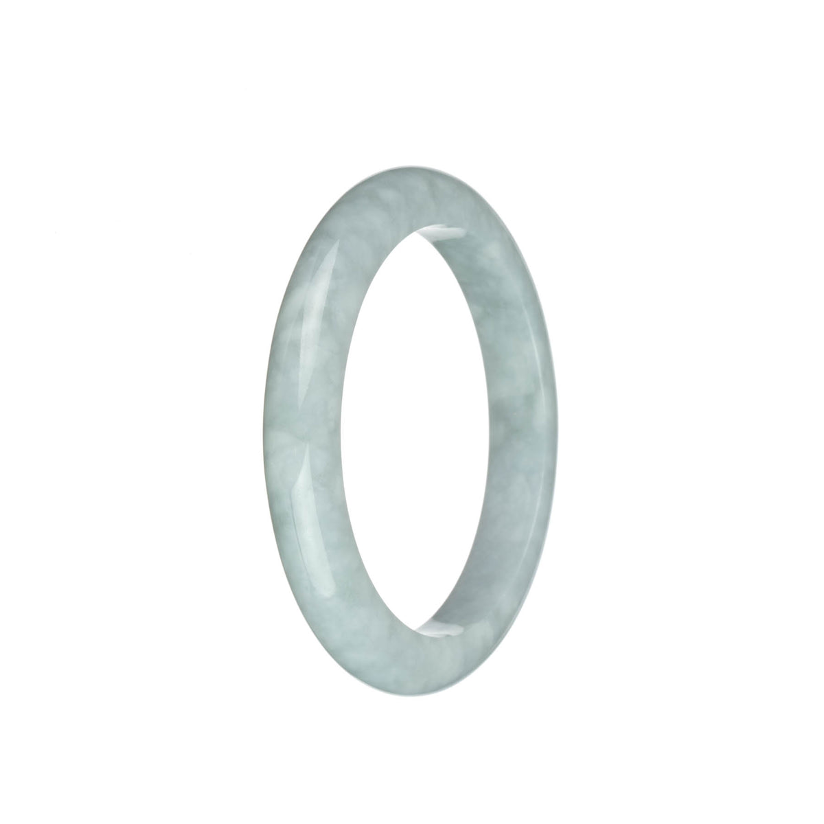 Genuine Grade A Faint Lavender Burmese Jade Bangle Bracelet - 57mm Semi Round
