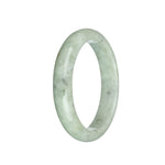Certified Grade A Light Green and Light Grey with Grey Spots Jade Bangle Bracelet - 63mm Half Moon