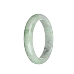 Genuine Grade A Light Grey and Green with Grey Spots Jadeite Jade Bracelet - 63mm Half Moon