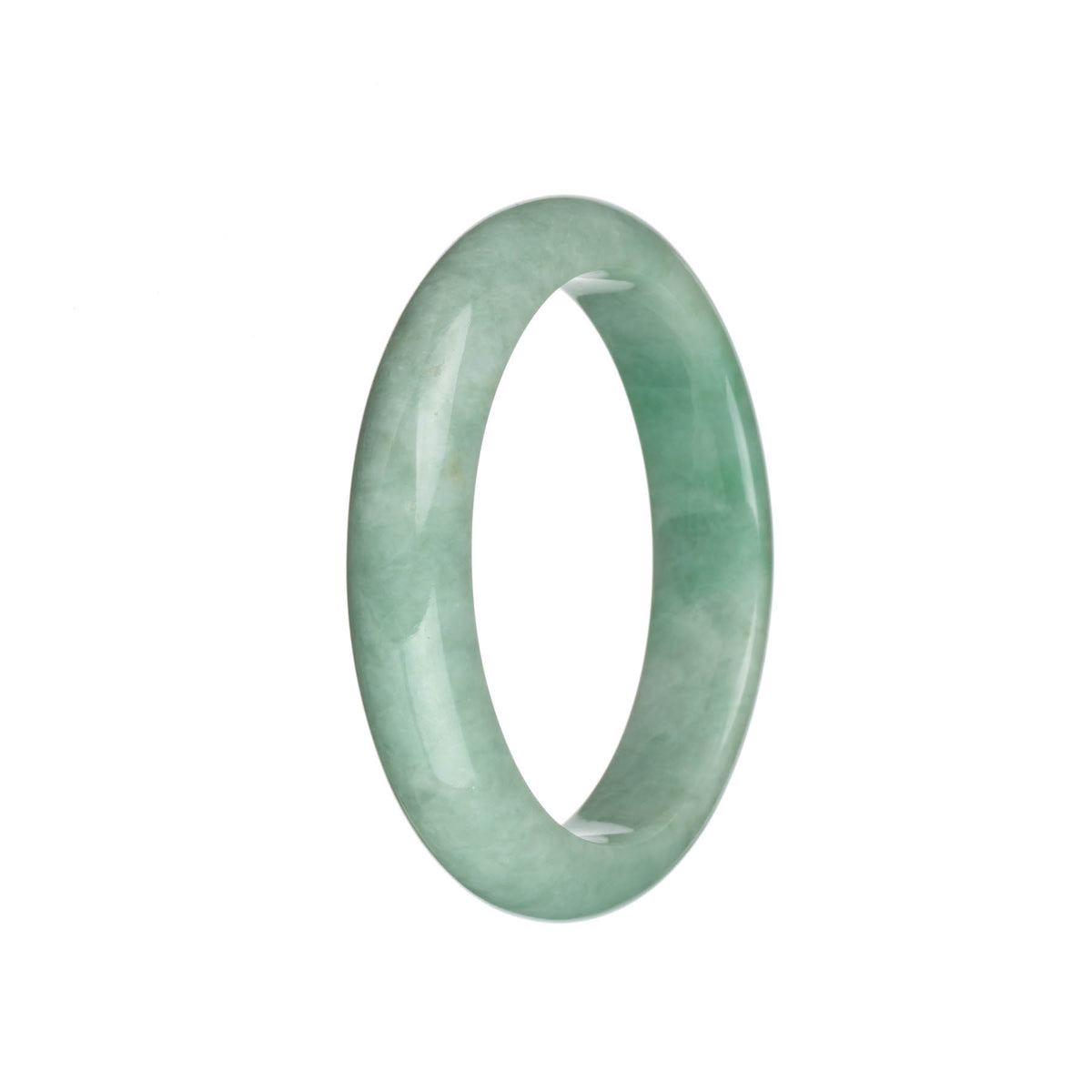 Genuine Grade A Light Green with Emerald Green Jade Bangle - 59mm Half Moon