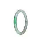 Genuine Grade A Faint Lavender and Pale Green with Emerald Green Traditional Jade Bangle Bracelet - 53mm Petite Round