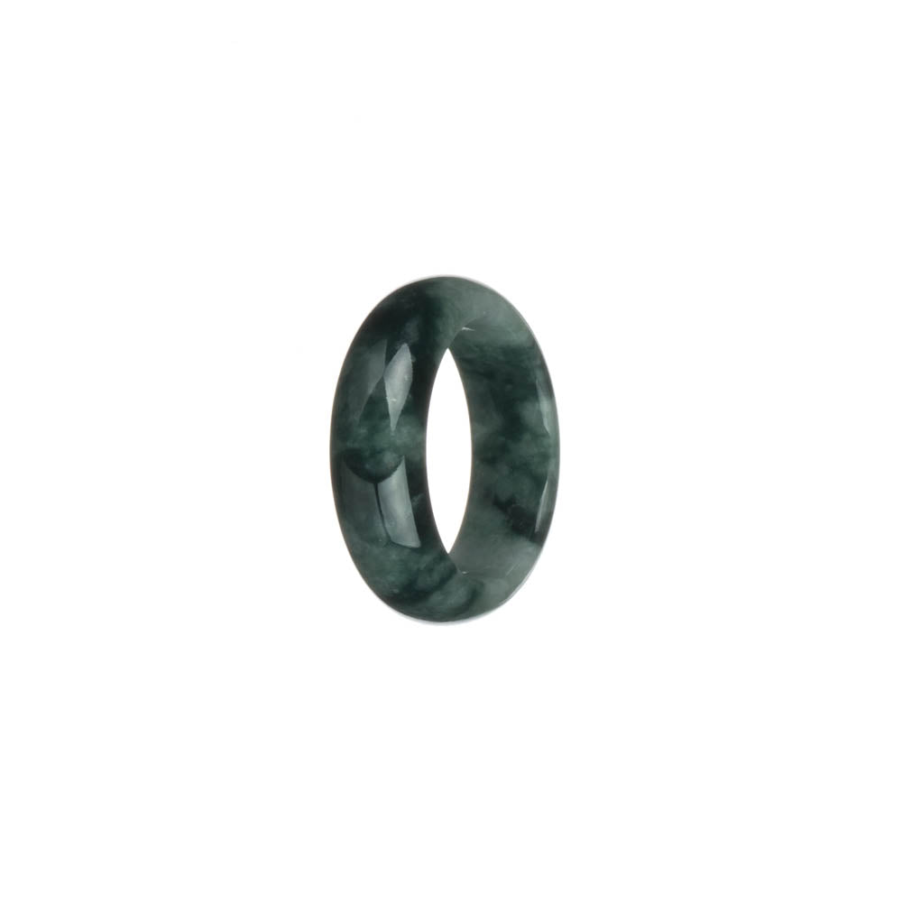 Certified Dark Green Burmese Jade Band - US 8.5