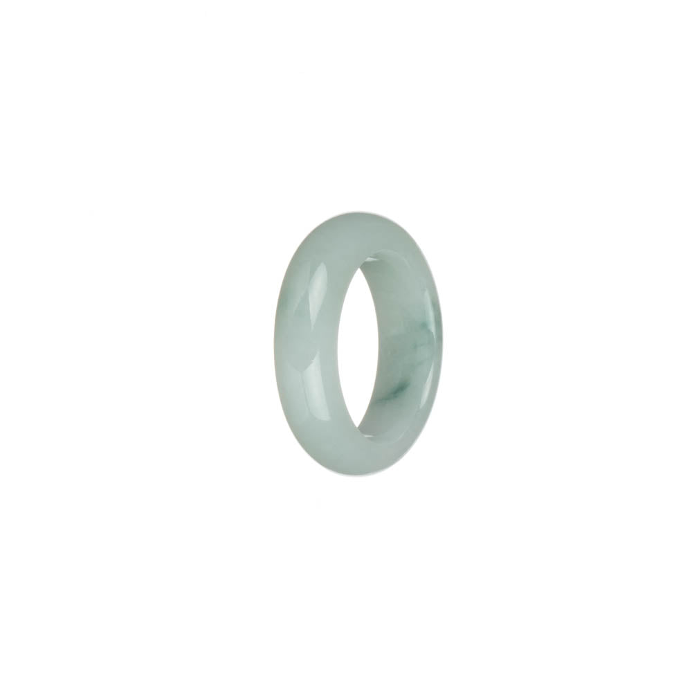 Real White with Green Pattern Jadeite Jade Band - US 7