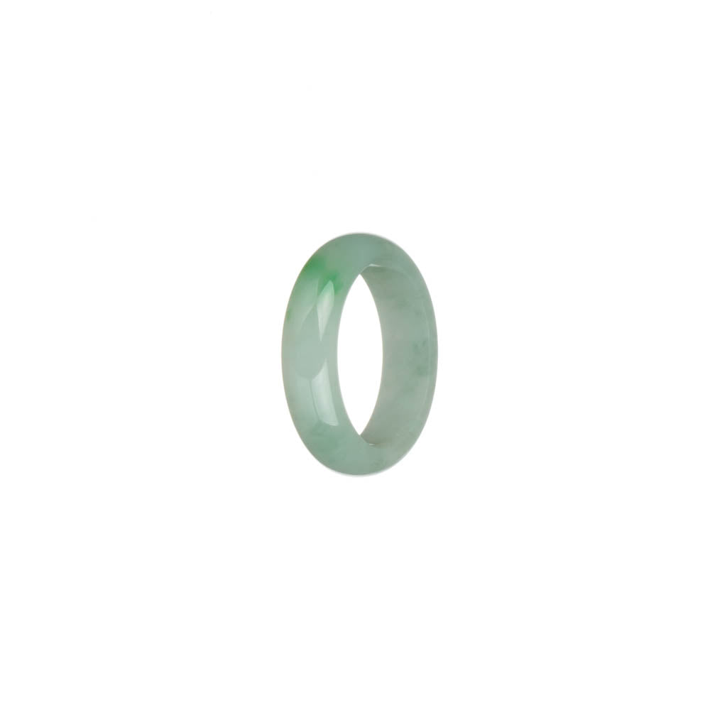Real Pale Green with Apple Green Patch Burma Jade Ring - US 6.75