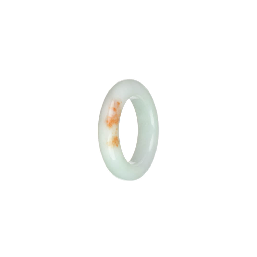 Genuine White with Red Patterns Jade Ring - US 7