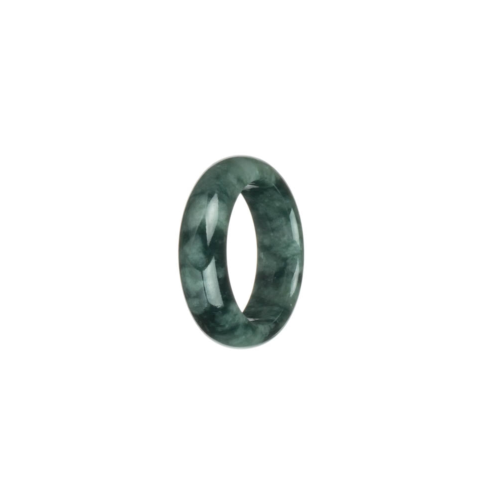 Certified Grey with Dark Green Pattern Jade Ring- US 8.25