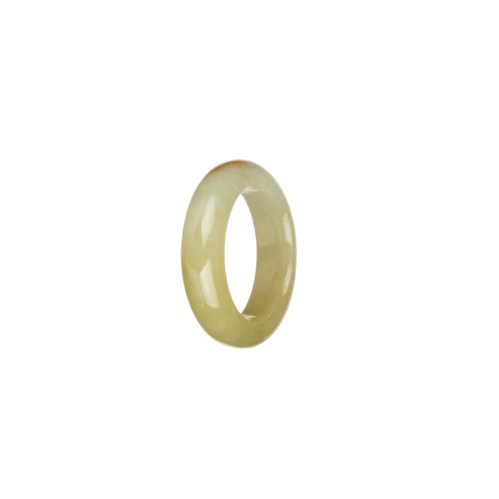 Genuine Yellow with Brown Patch Jadeite Jade Ring- US 7