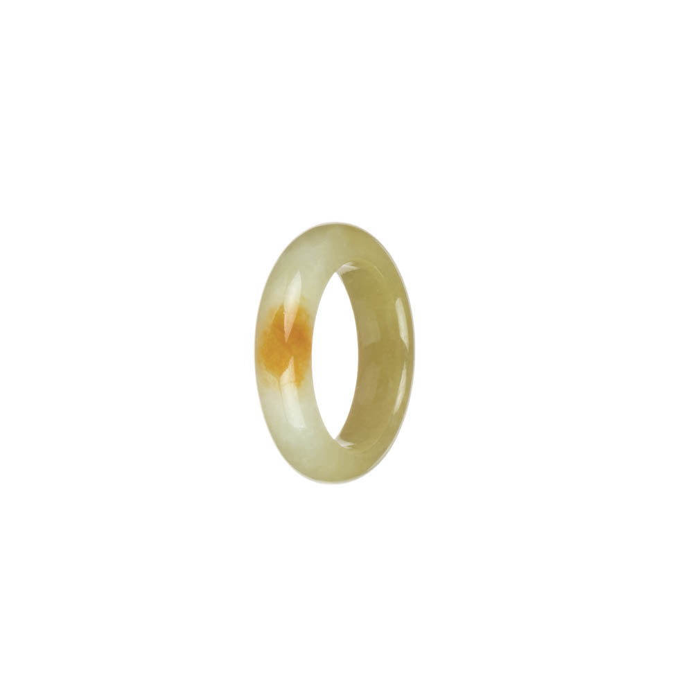 Genuine Yellow with Brown Patch Jadeite Jade Ring- US 7