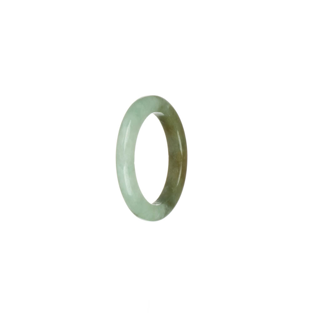 Genuine Olive Green with Pale Green Jadeite Jade Ring - US 9.75