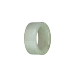 Genuine White with Pale Green Burmese Jade Ring- US 12