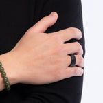 Ideali Flat Wide Black Fei Cui Jade Ring