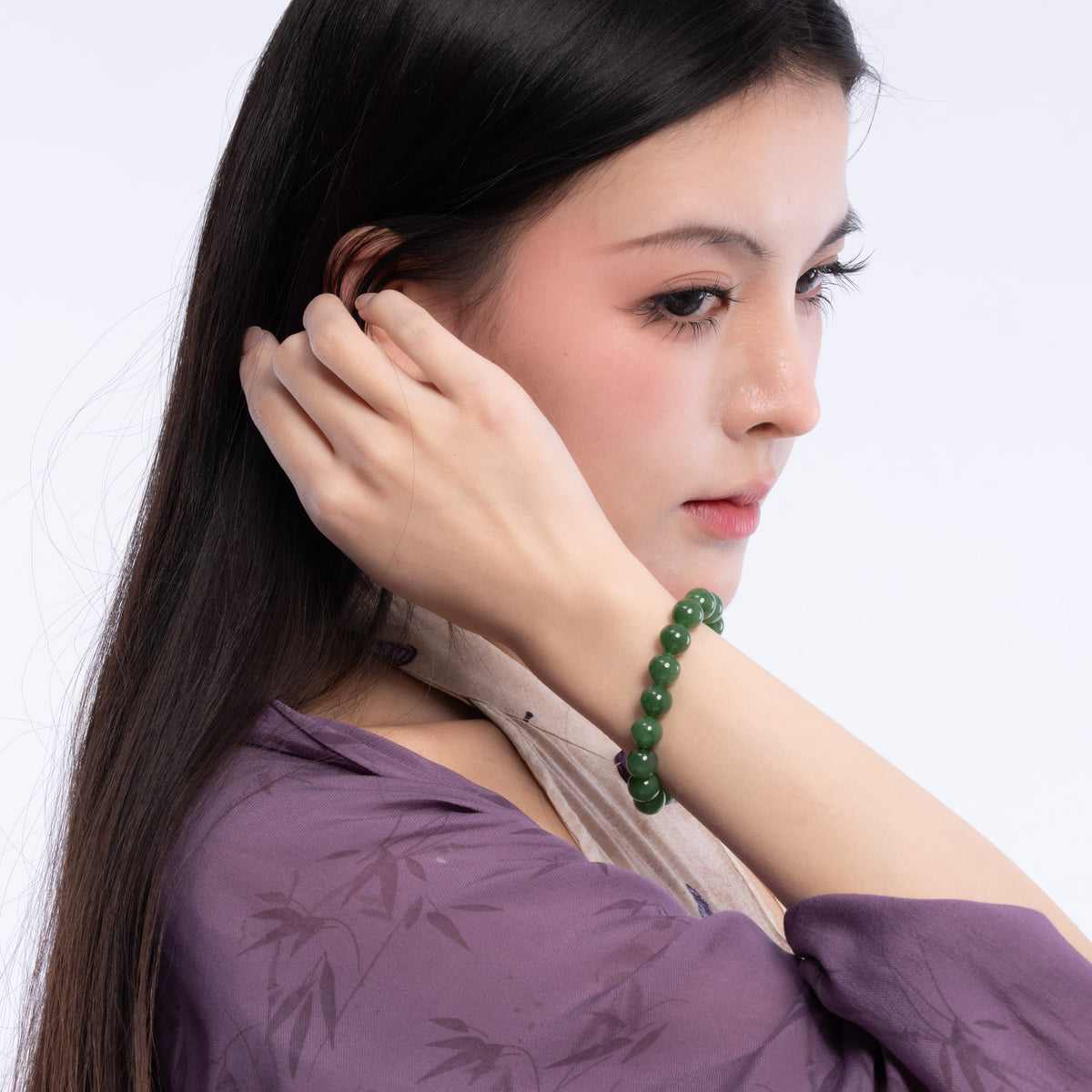 The Classic Bracelet with Fern Green Nephrite Jade