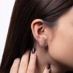 Fortune Coin – Green Jade Stud Earrings in Sterling Silver or Gold Plated Over 925