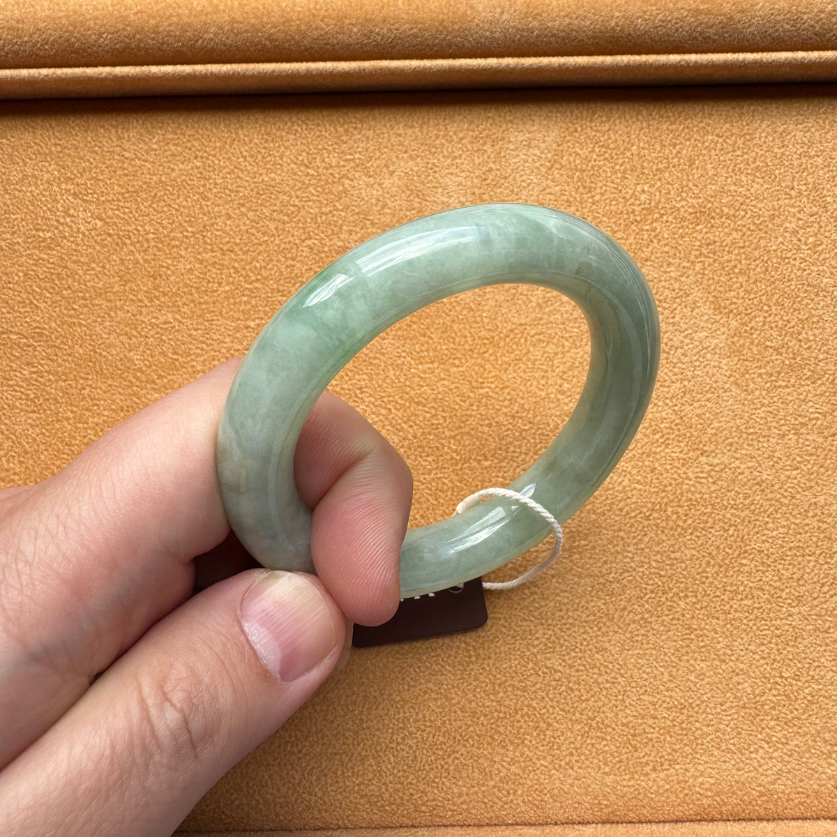 54.1mm Green with Apple Green Patch Jade Bangle Bracelet
