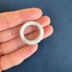 Real White with Green Pattern Jadeite Jade Band - US 7