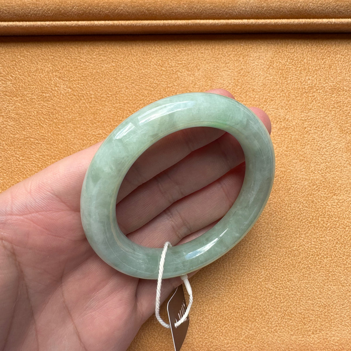 54.1mm Green with Apple Green Patch Jade Bangle Bracelet