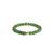 A bracelet featuring lustrous green Nephrite jade beads with a gold-filled accent on a white background.