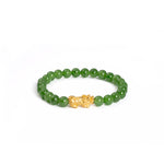 Fortune Pixiu Jade Bracelet with 24 Karat Gold