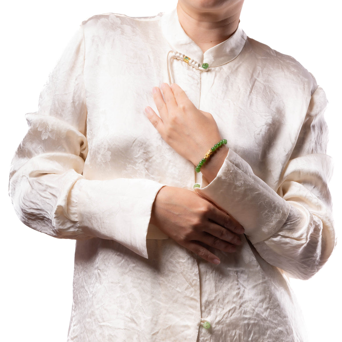 Fortune Pixiu Jade Bracelet with 24 Karat Gold