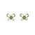 A pair of gold vermeil stud earrings designed with green nephrite jade beads and butterfly motifs.