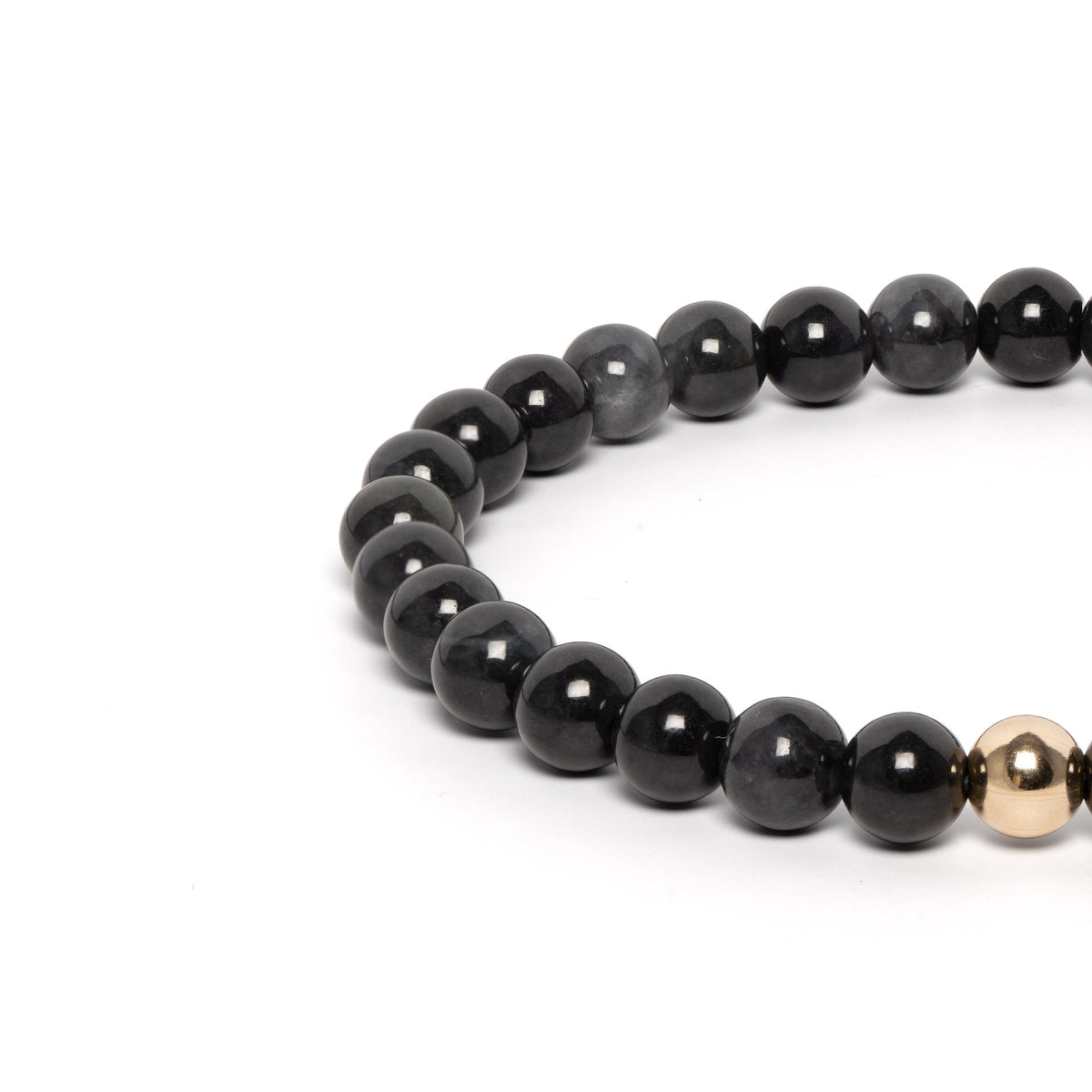 The Solitaire Bracelet with Black and Grey Burmese Jade