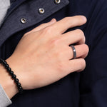 Sereniti Flat Grey and Black Burmese Jade Ring