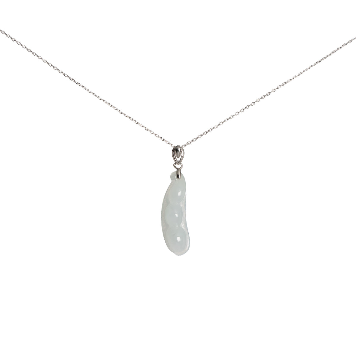 Burmese Jade Bean Pendant in Sterling Silver