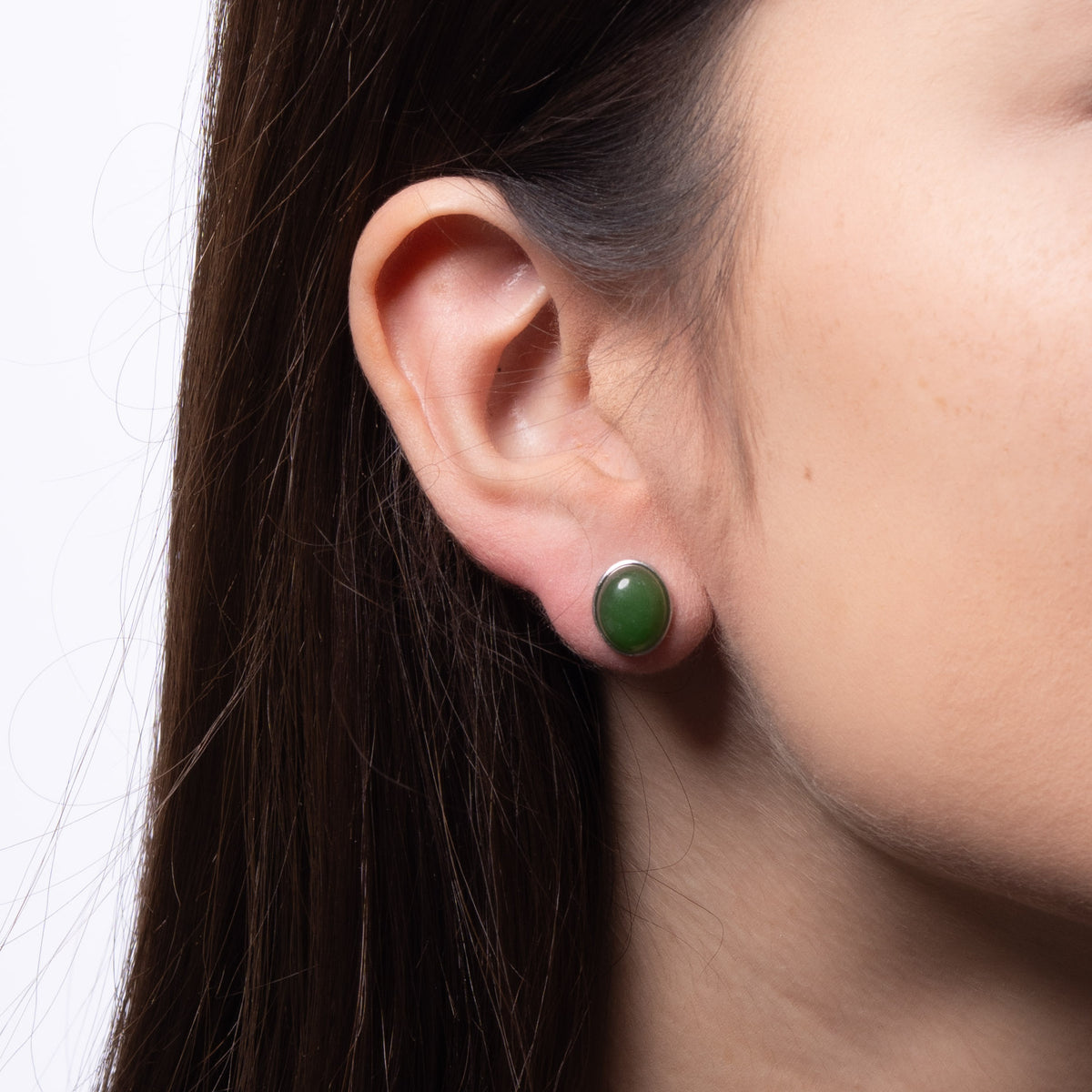 Essential Jade Oval Stud Earrings – Sterling Silver or Gold Vermeil