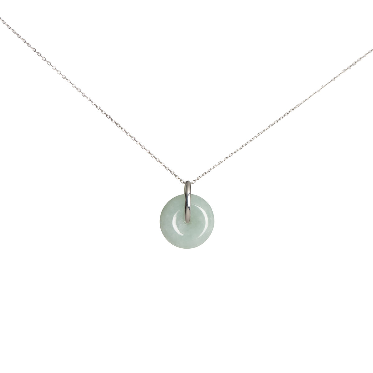 Kandy Disc Silver Jade Pendant - Green