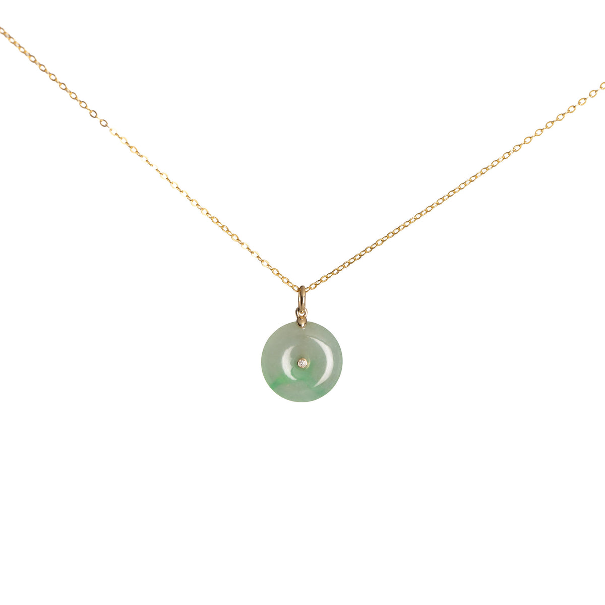 Kandy Donut Bare Diamond Jade Pendant - Icy Green