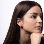 Lotus Glow – White Jade Oval Stud Earring with Filigree Frame in Sterling Silver