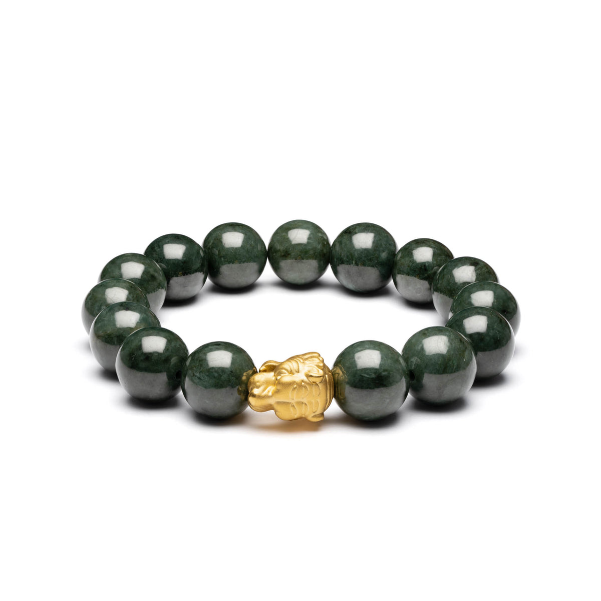 Guardian Strength Jade Bracelet with 24K Gold Tiger