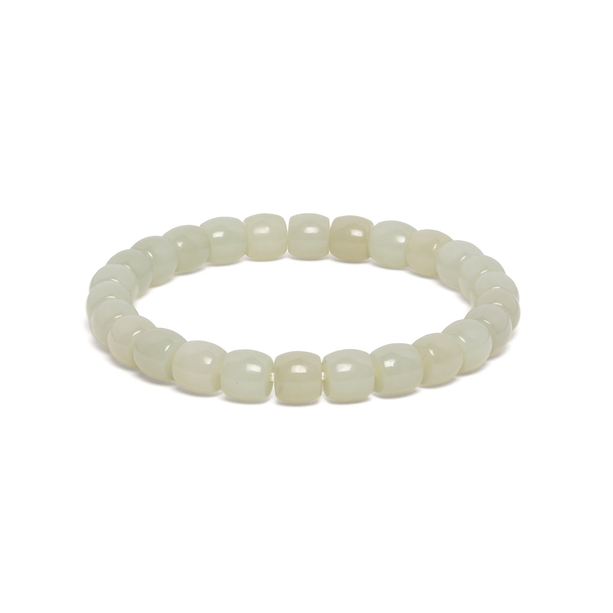 The Classic Barrel Bracelet with Pale Green Hetian Nephrite Jade