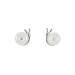 Snail Shell Whisper – White Nephrite Jade Stud Earrings in Sterling Silver