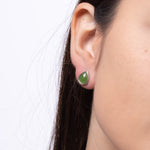 Verdant Teardrop – Green Jade Teardrop Stud Earrings in Sterling Silver