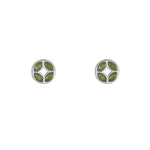 Fortune Coin – Green Jade Stud Earrings in Sterling Silver or Gold Plated Over 925