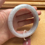 Genuine Type A Pale Lavender Burmese Jade Bangle Bracelet - 61mm Half Moon
