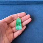 Trapezoid Jadeite Jade Pendant - Floral Frame