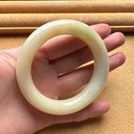 Real Pale Yellow Traditional Jade Bangle - 54mm Round