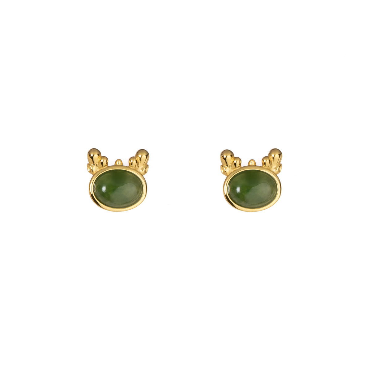 Jade Dragonling – Nephrite Jade Stud Earrings in Gold Vermeil