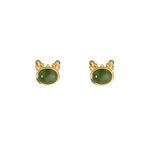 Jade Dragonling – Nephrite Jade Stud Earrings in Gold Vermeil