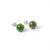 Pair of green jade earrings with silver posts on a white background