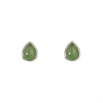 Verdant Teardrop – Green Jade Teardrop Stud Earrings in Sterling Silver