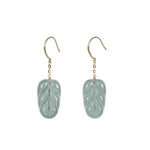 Whispering Leaf Jadeite Earrings – Light Green Jade in 18K Yellow Gold