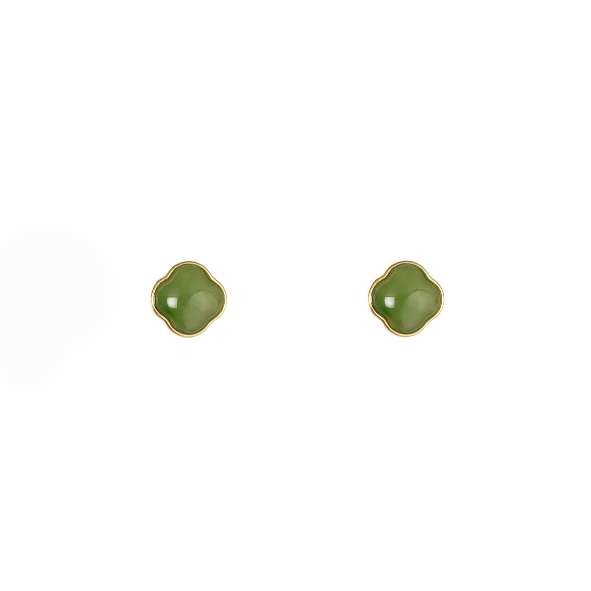 Willow Bloom – Green Nephrite Jade Stud Earrings in Gold Vermeil