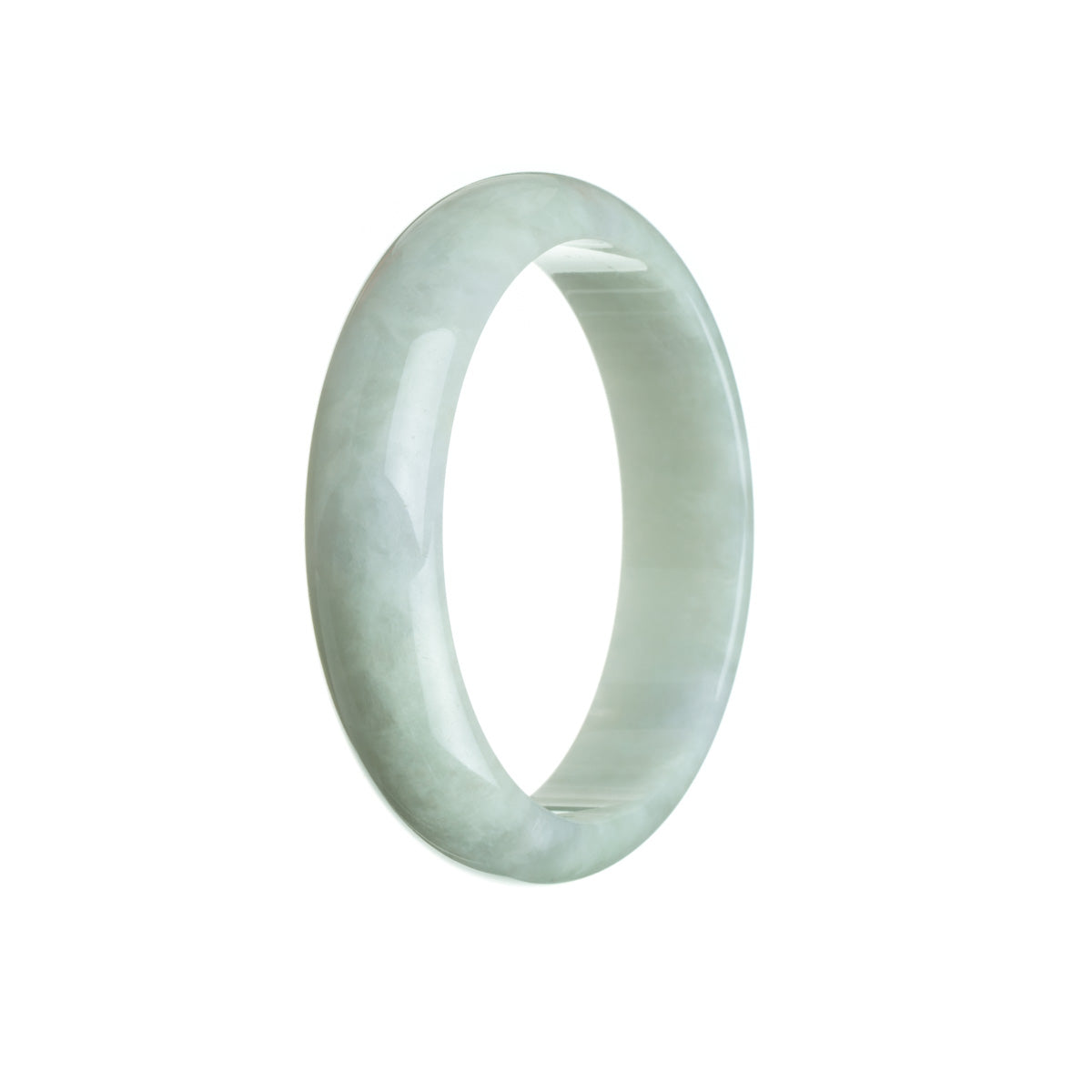 Real Natural Pale Green Burma Jade Bracelet - 56mm Half Moon