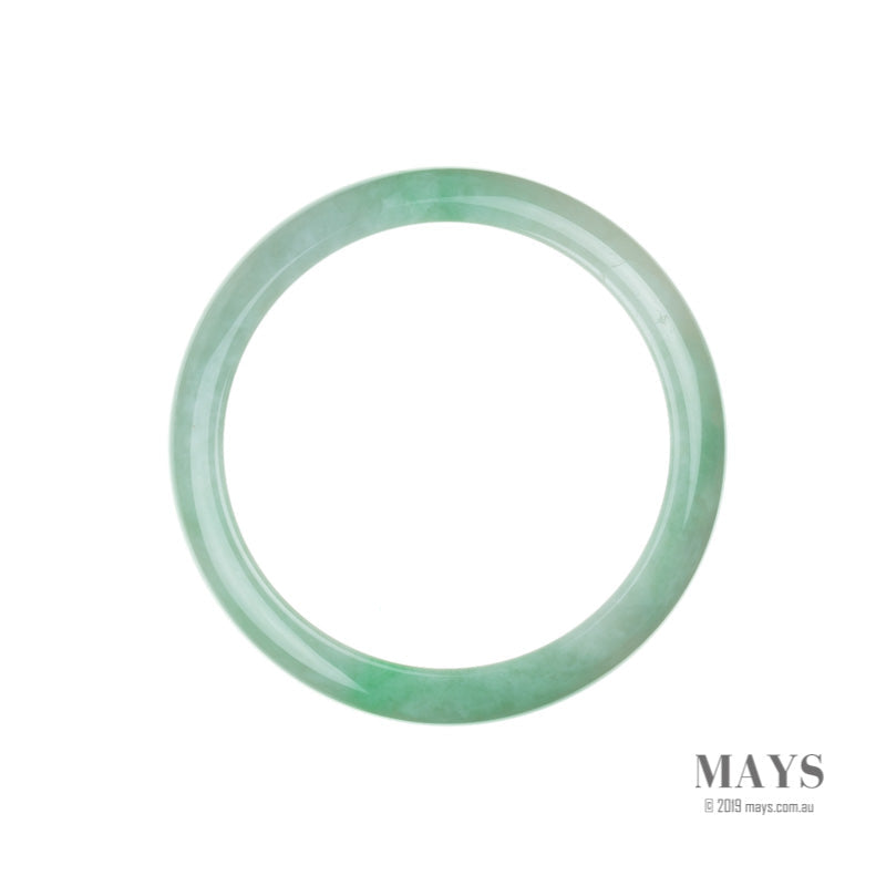61mm White, Green Burmese Jadeite Jade Bangle Bracelet - MAYS