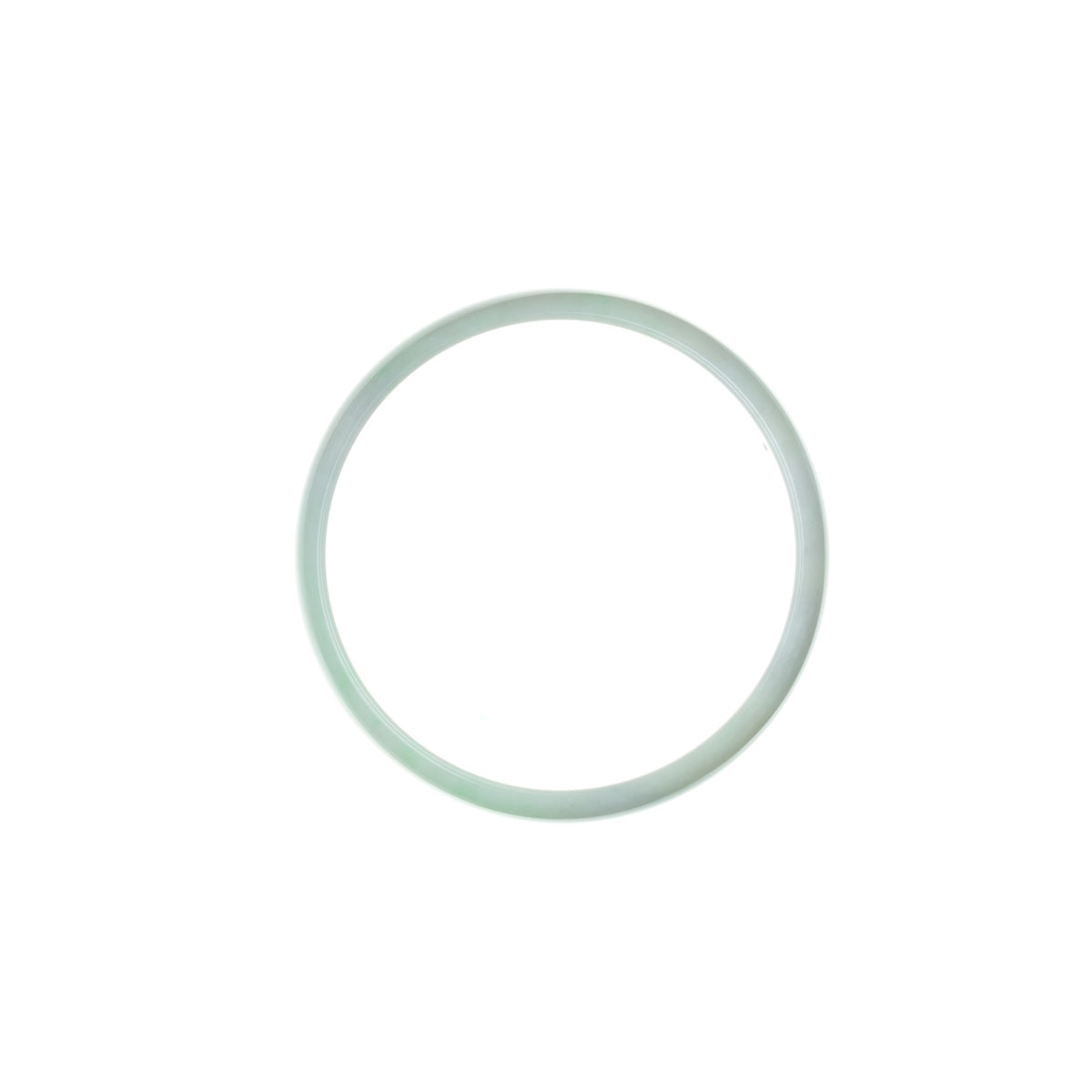 Authentic Grade A Green Lavender White Burmese Jade Bangle Bracelet - 52mm Flat
